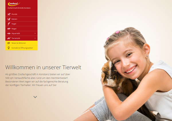 Webdesign des Konstanzer Zoofachmarkts Brändle
