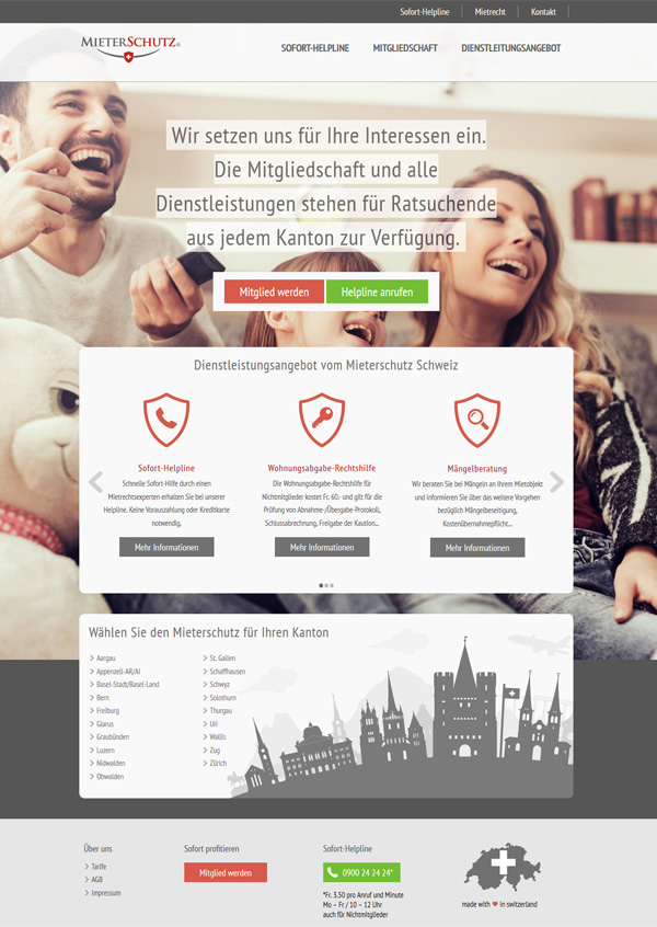 Webdesign für Kunde aus der Schweiz